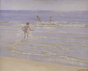 Sonnenschein in Skagen: Jungen beim Schwimmen, 1892 (Studie)